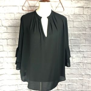 Ann Taylor Sheer Blouse w/Ruffled Sleeves - Size L